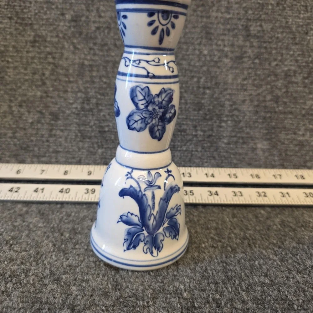 Vintage CBK LTD LLC Blue White Cobalt Ceramic Candlestick Holders Pair Decor‎